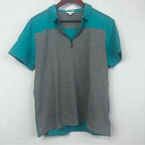 Calvin Klein Polo Liquid Cotton Business Casual Golf Short Sleeve Preppy Blue